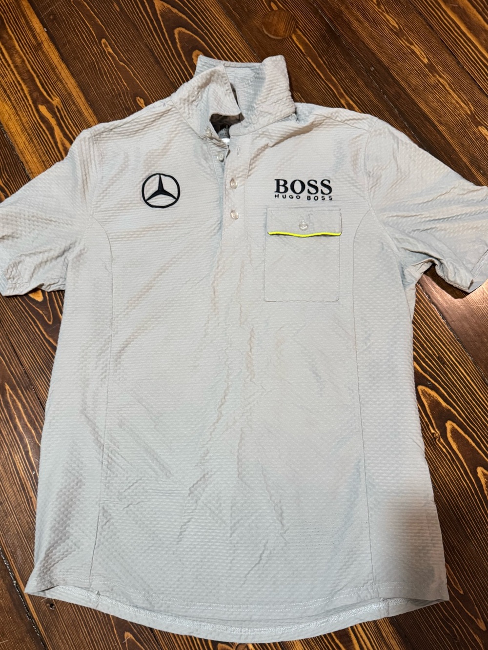 Hugo Boss Gray Performance Polo with Mercedes Emblem, Alex Thompson Racing